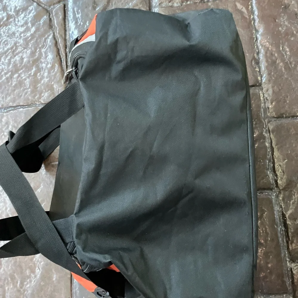Harley Davidson Orange and Black Duffel Bag